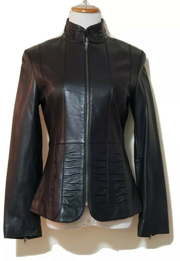 Charles Klein Women's Lamb Leather Classic Black Gathered Detail Jacket Size S MeasurementsSHOULDERS:  16"ARMPIT TO ARMPIT: 19"WAIST: 16.6"SLEEVE: 24.5"TOTAL LENGTH: 24" Charles Klein Womens Lamb Leather Classic Black Gathered Detail Jacket Size S Charles Klein Women's Lamb Leather Classic Black Gathered Detail Jacket Size S Measurements SHOULDERS:  16" ARMPIT TO ARMPIT: 19" WAIST: 16.6" SLEEVE: 24.5" TOTAL LENGTH: 24" Brand: Charles Klein Department: Women Type: Jacket Size: S Color: Black Them Womens Black Leather Jacket, Fashion Cap, Casual School Outfits, Leather Jackets Women, Lambskin Leather, Types Of Fashion Styles, Sweater Hoodie, Classic Black, Vest Jacket