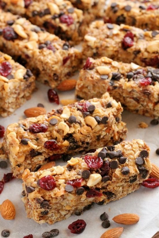 granola bars with nuts and dried cranberries