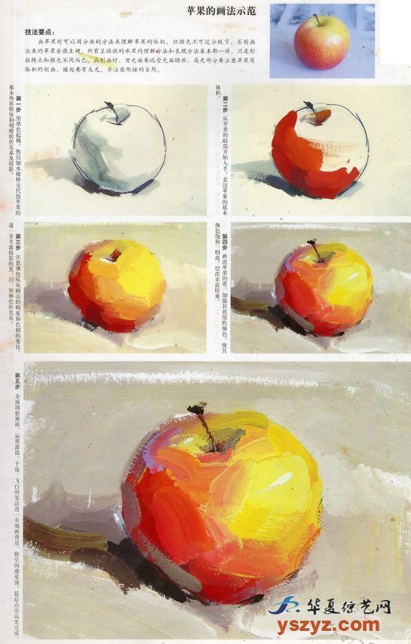 an apple is shown in four different stages of painting it's color and size