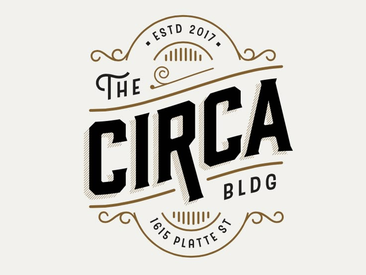 the circa bldg logo is shown in black and white, with brown lettering