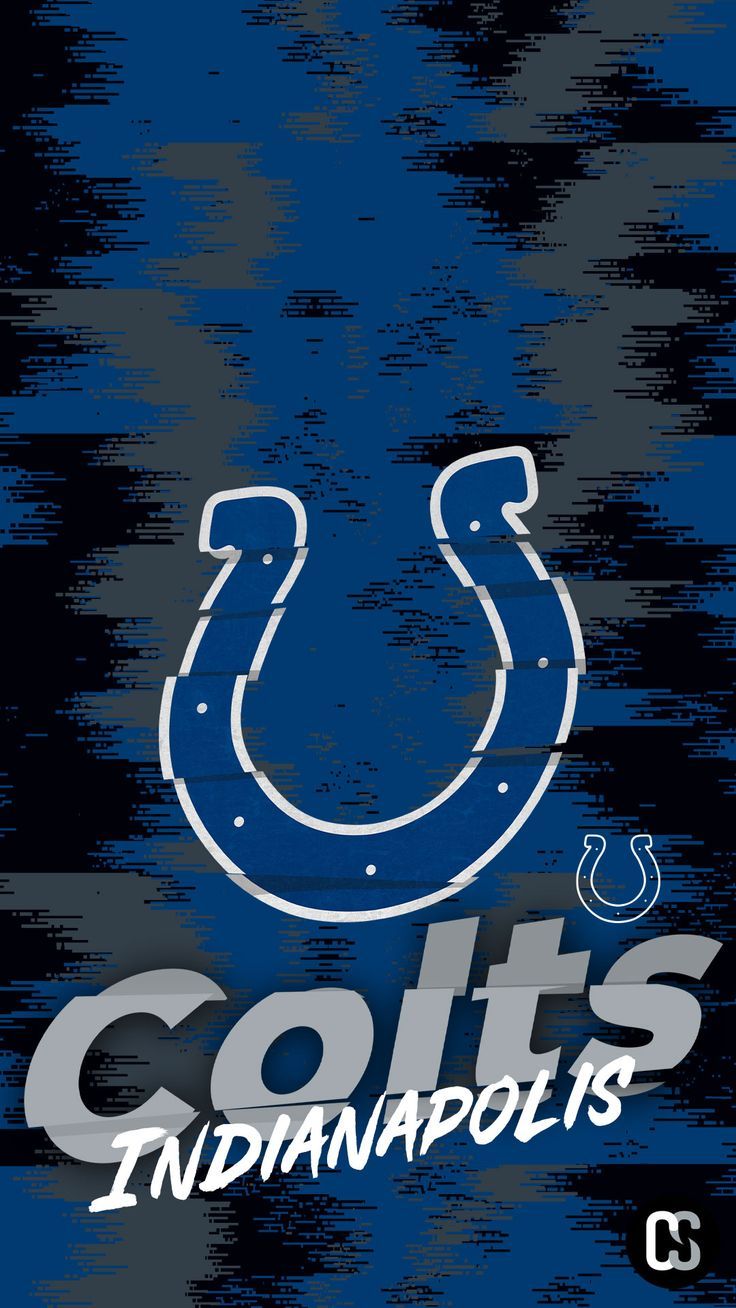 the indianapolis colts logo on a blue and black background