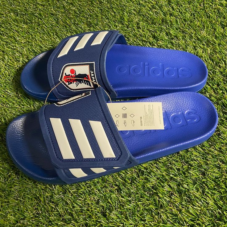 Adidas Adilette Tnd Japan Soccer National Team Slides Sandals Blue Men 10 Gx9708 Adidas Blue Sandals For Spring, Adidas Sporty Flat Slides, Sporty Flat Adidas Slides, Spring Blue Adidas Sandals, Blue Slides For Summer, Blue Open Toe Slides With Rubber Sole, Adidas Slides With Rubber Sole For Summer, Blue Sporty Slides With Removable Insole, Blue Slides With Branded Insole And Round Toe