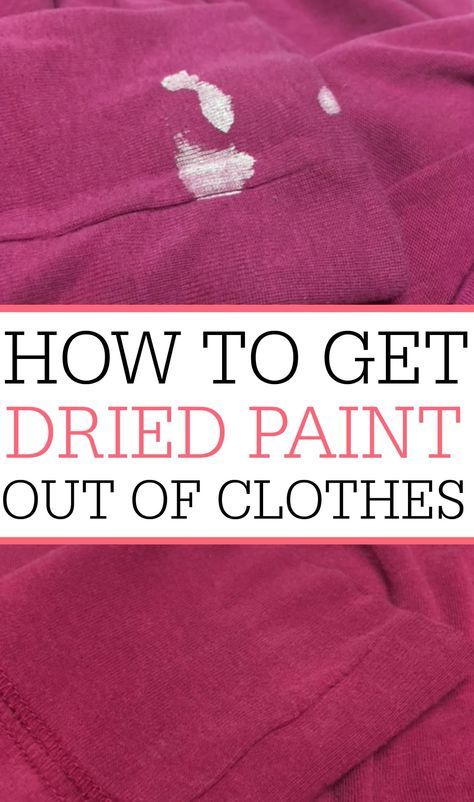 the words how to get dried paint out of clothes are in white letters on pink sweaters