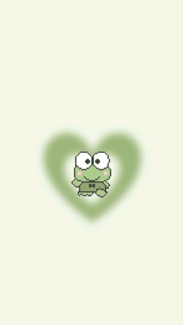 an image of a green heart with eyes and hands in the shape of a frog