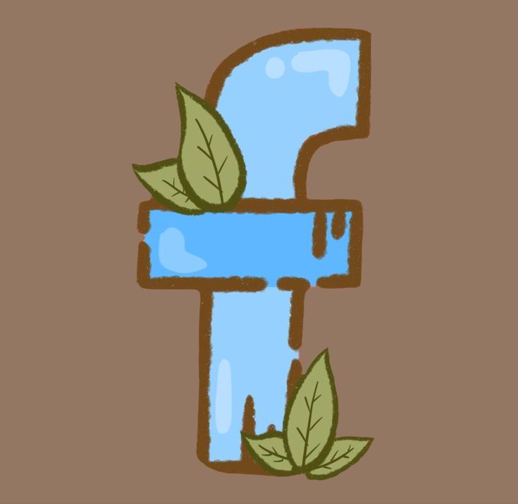 the letter f is painted with leaves and dripping water