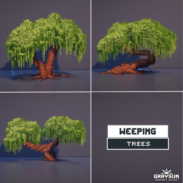 four different views of a tree made out of lego blocks with the words keeping trees on it