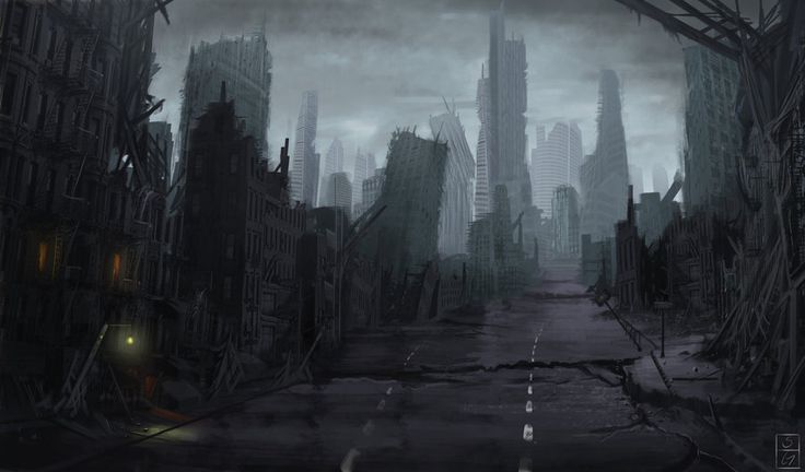 a dark city with lots of tall buildings