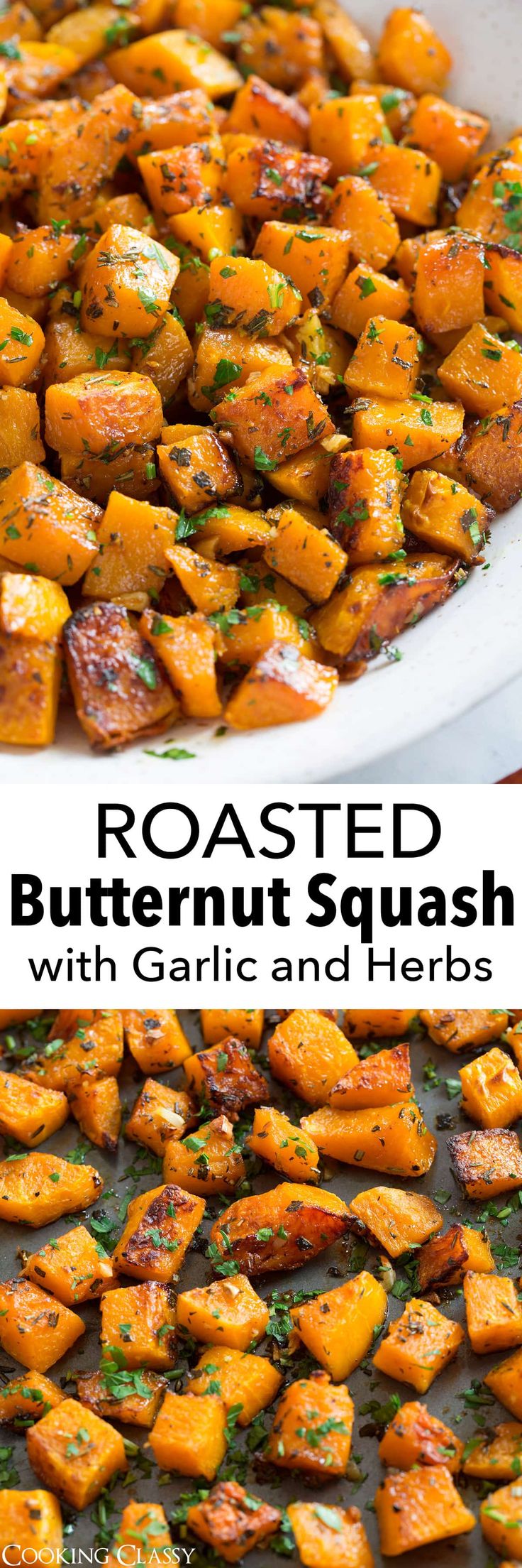 roasted butternut squash with garlic and herbs