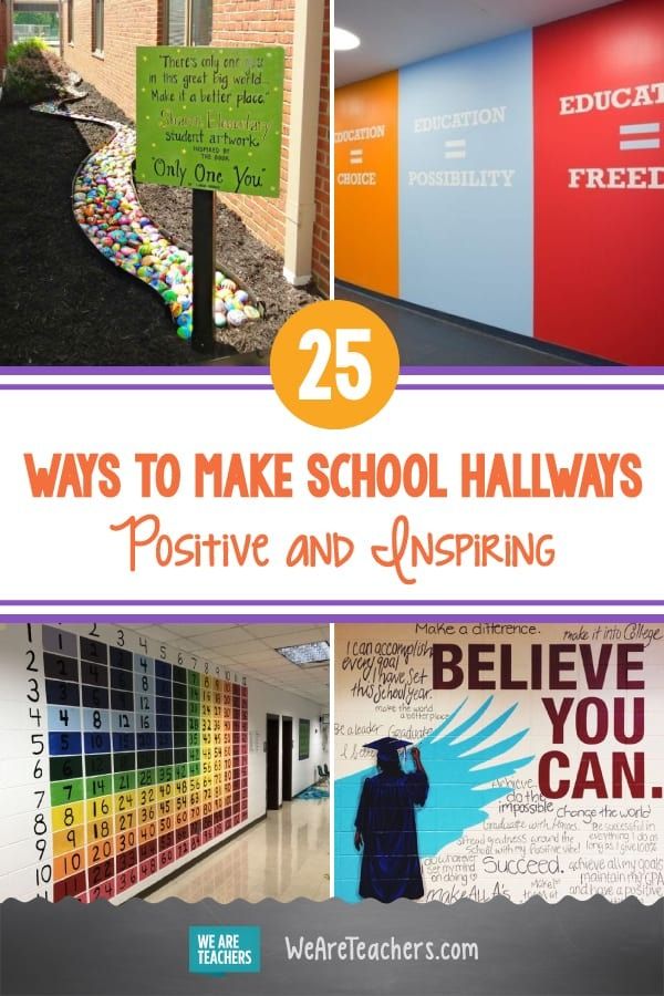 the words 25 ways to make school hallways positive and inspireing are shown in this collage