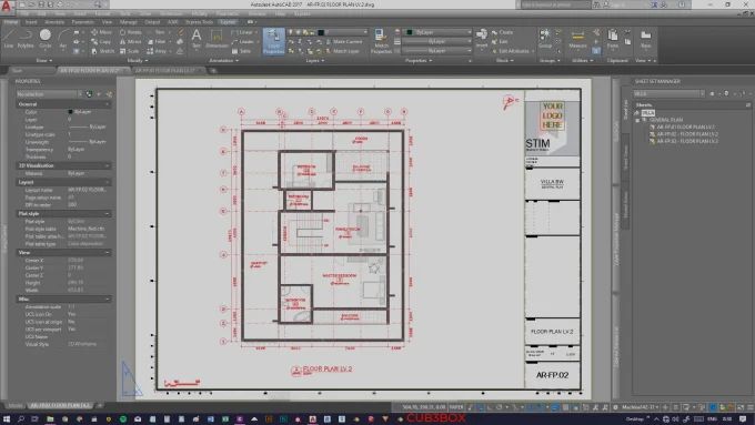 the floor plan in autodesk showing how to make it look like an office building