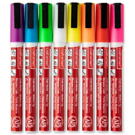 Write, draw and doodle designs on smooth surfaces with this set of chalk markers. These highly opaque wet-erasable markers can be used on chalkboards, windows, mirrors, ceramics and glass. The colors included are White, Fluorescent Pink, Fluorescent Red, Fluorescent Orange, Fluorescent Yellow, Fluorescent Green, Fluorescent Blue, and Fluorescent Violet. Size: 6.89” x 0.83” x 5.79”.  Color: Assorted. Sharpie Permanent Markers, Erasable Markers, Chalk Marker, Art Pens And Markers, Marker Set, Highlighters Markers, Epoxy Resin Wood, Chalk Markers, Craft Kits For Kids