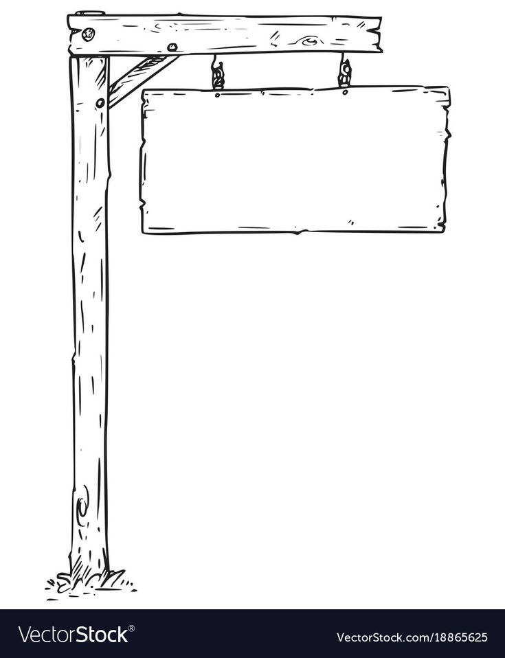 a wooden sign hanging from the side of a pole with an empty board attached to it