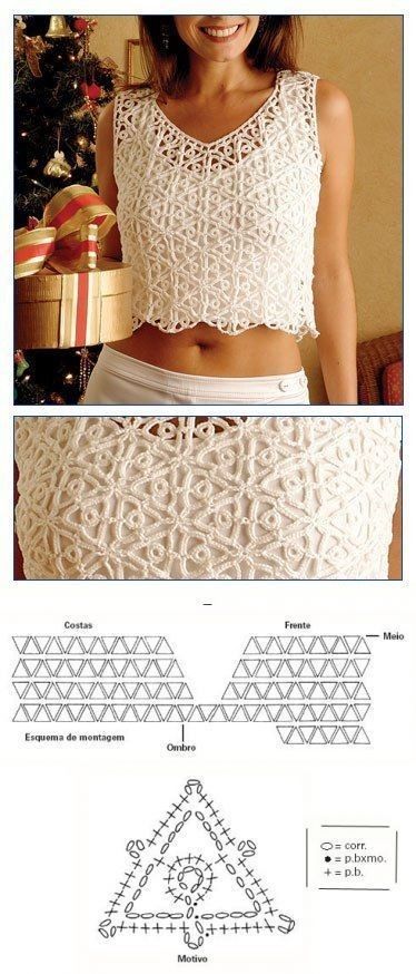 a crocheted top with an ornament pattern and instructions to make it