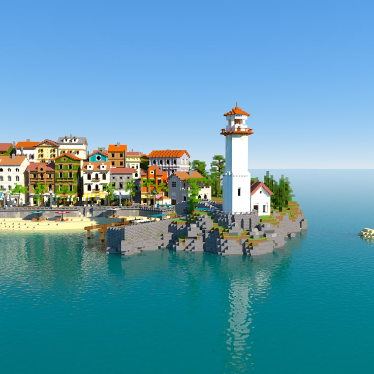 Minecraft Caribbean House, Minecraft Main Square, Minecraft Beach Building Ideas, Minecraft Beach Town Ideas, Modern Minecraft Village, Beach City Minecraft, Minecraft Spanish Town, Minecraft Harbor Town, Minecraft Beach Village Ideas