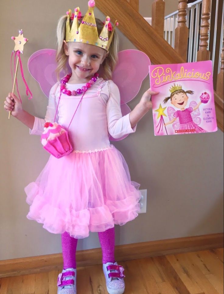 Book Character Costumes For Preschool, Pinkalicious Halloween Costume, Prek Halloween Costumes, Diy Pinkalicious Costume, Children Book Costumes, Storybook Dress Up Day, Storybook Parade Costumes, Toddler Book Character Costumes, Dress As A Book Character Kids