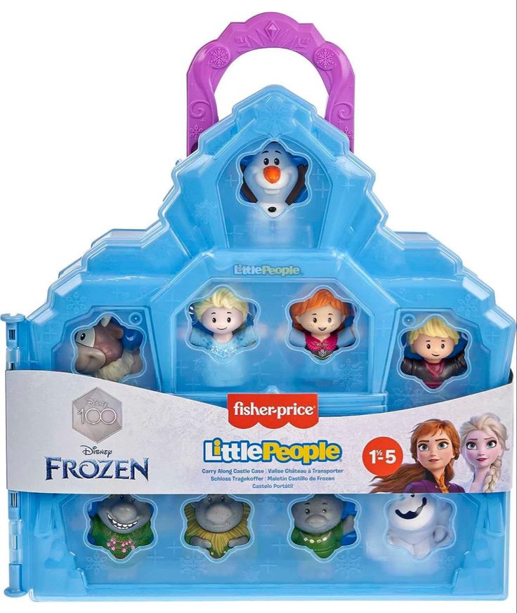 an assortment of frozen toys in a plastic case