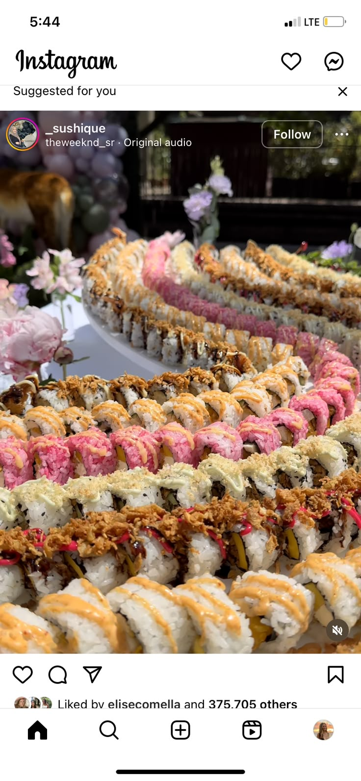 the instagram page is full of sushi rolls and other food items that are on display