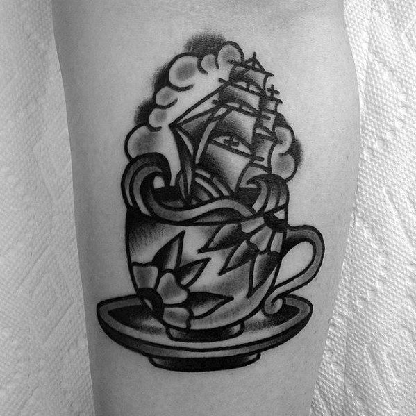 Mike Lussier  Art Freek Tattoo  coffee cup traditional tattoo  Coffee  cup tattoo Traditional tattoo Tea tattoo