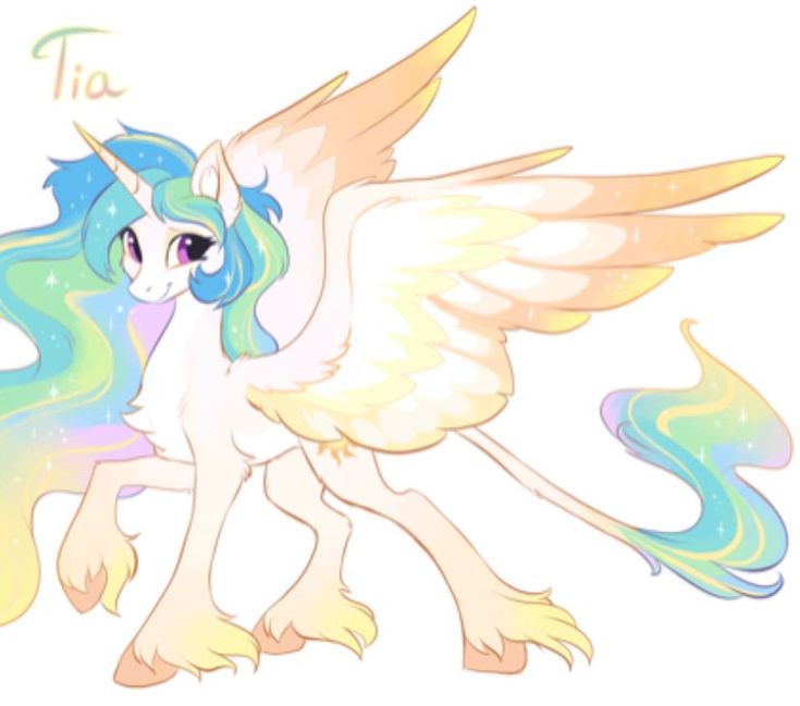 a drawing of a rainbow colored pony with wings on it's back and the words ti