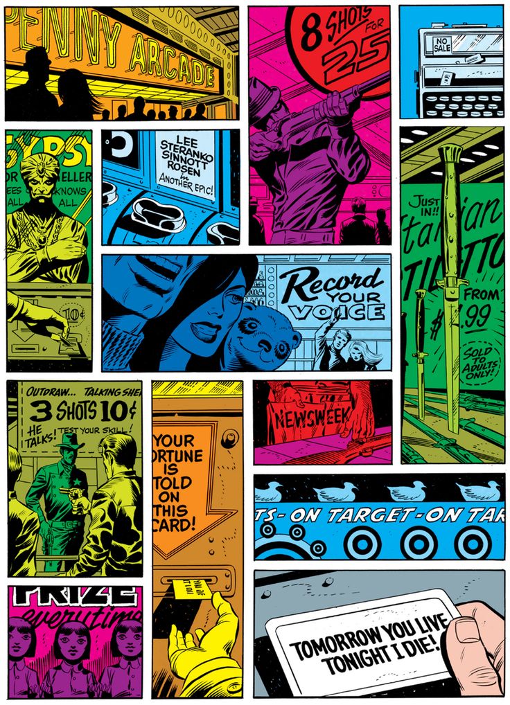 an image of comic book covers in different colors