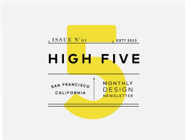 the logo for high five is shown in black and yellow, with an image of a number