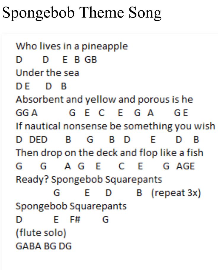 a song with the words spongebob theme song written in black and white letters