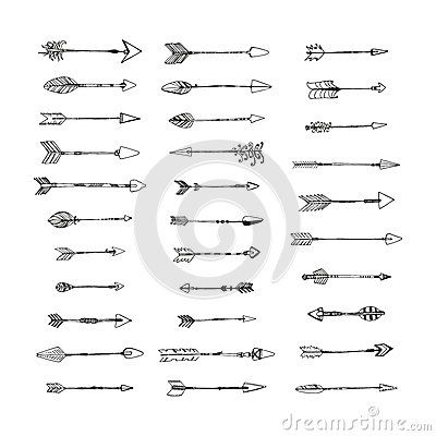 hand drawn arrows set on white background