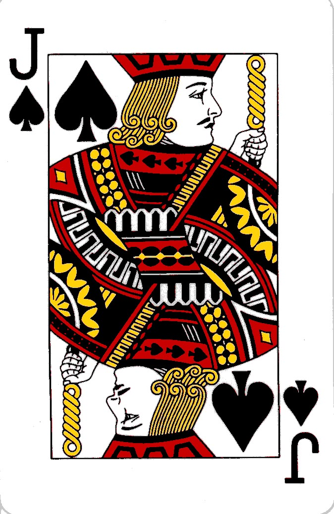 a playing card with the queen of spades on it's back and side