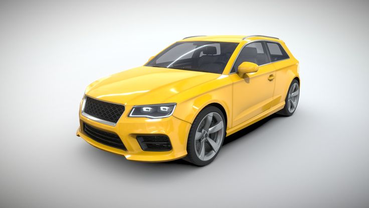 a yellow car is shown on a gray background