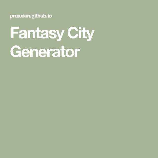 the fantasy city generator logo is shown in white on a light green background with text that reads, fantasy city generator