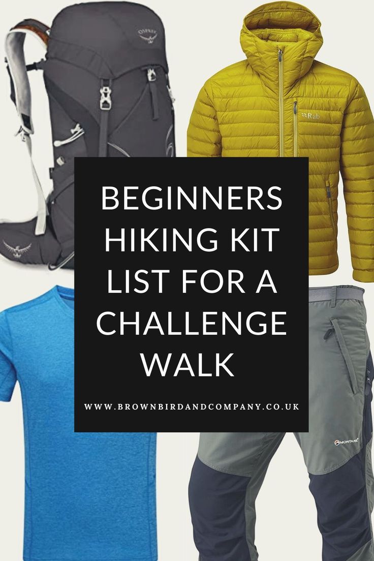 the beginner's hiking kit list for a challenge walk