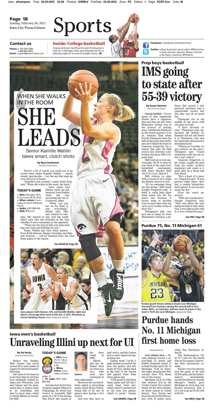 the front page of a news paper with photos of women's basketball players on it