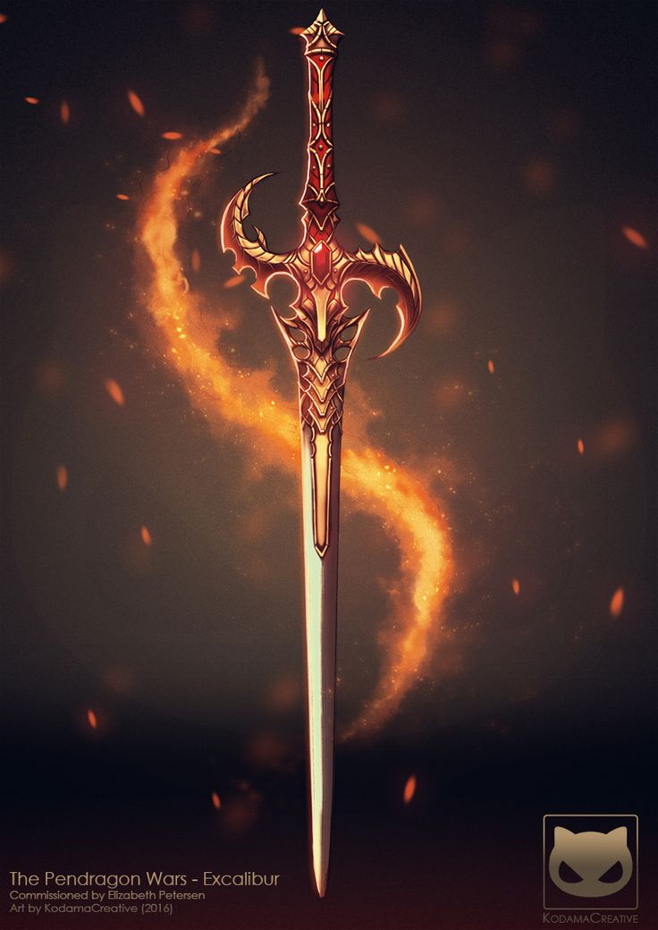 Commission: The Pendragon Wars - Excalibur by KodamaCreative 다크 판타지, Cool Swords, Arte Fantasy, 판타지 아트, Dark Fantasy Art, Dark Fantasy, Artifacts, Dungeons And Dragons, Fantasy Art