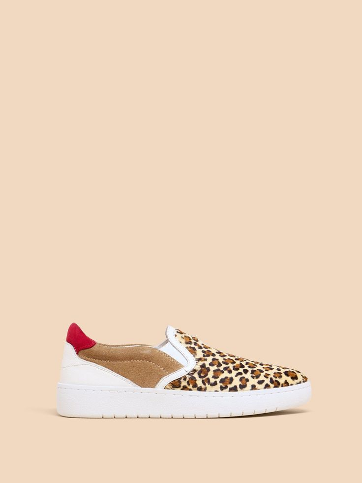 Primrose Leather Print Slip On in TAN PRINT Pop Of Red, Go Wild, Printed Leather, Shoe Sale, Cheetah Print, Slip On, Women Shoes, Red, Leather