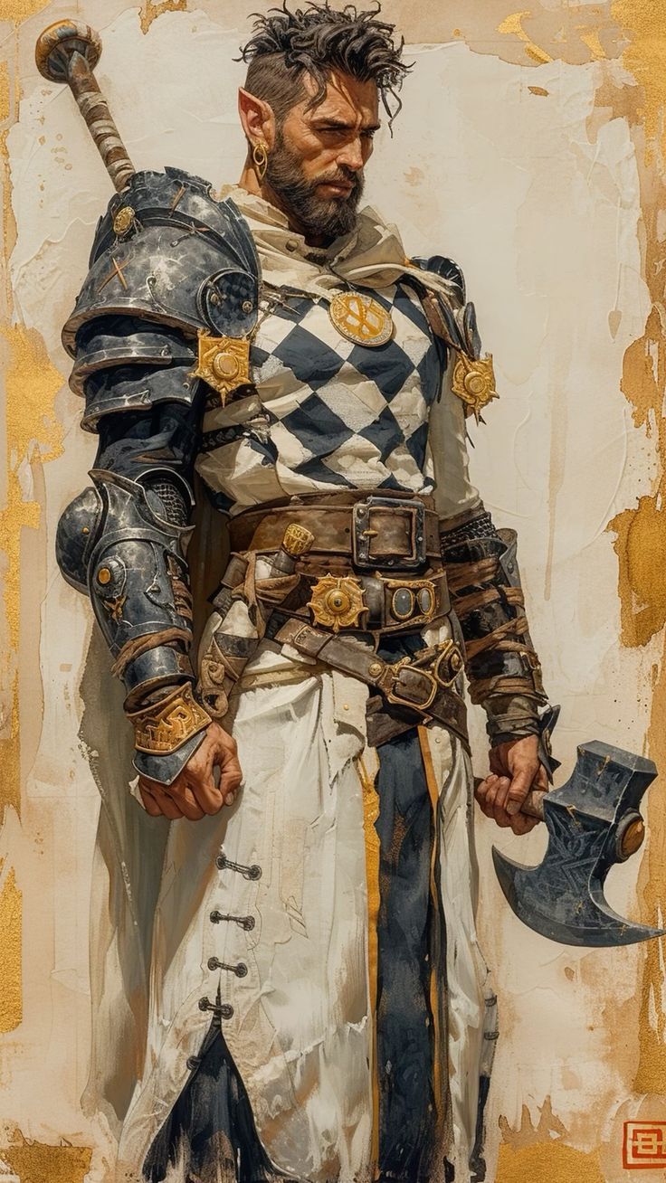 a painting of a man dressed in armor