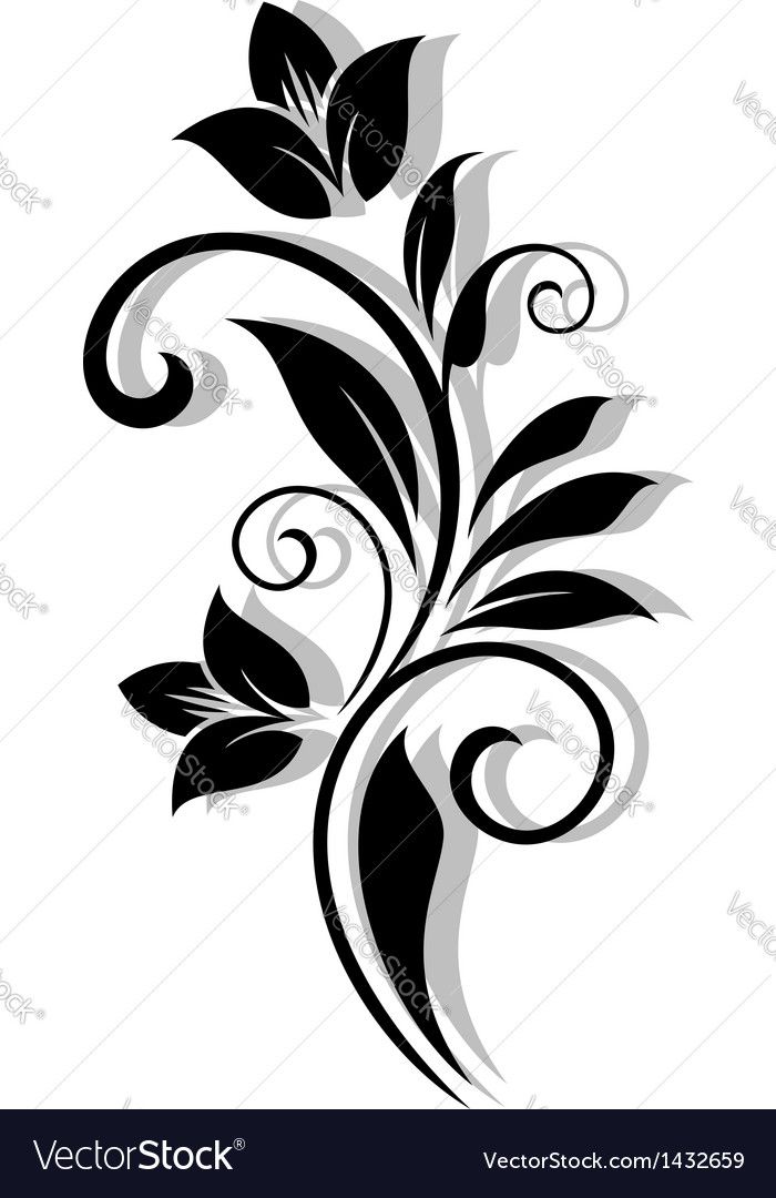 a black and white floral design on a white background