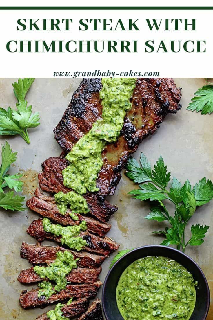 grilled steak with cilantro sauce and garnished with parsley