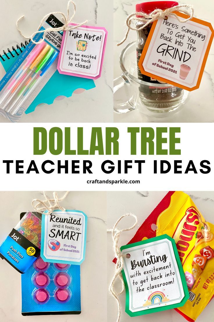 dollar tree teacher gift ideas for kids with free printable tags, pens and pencils