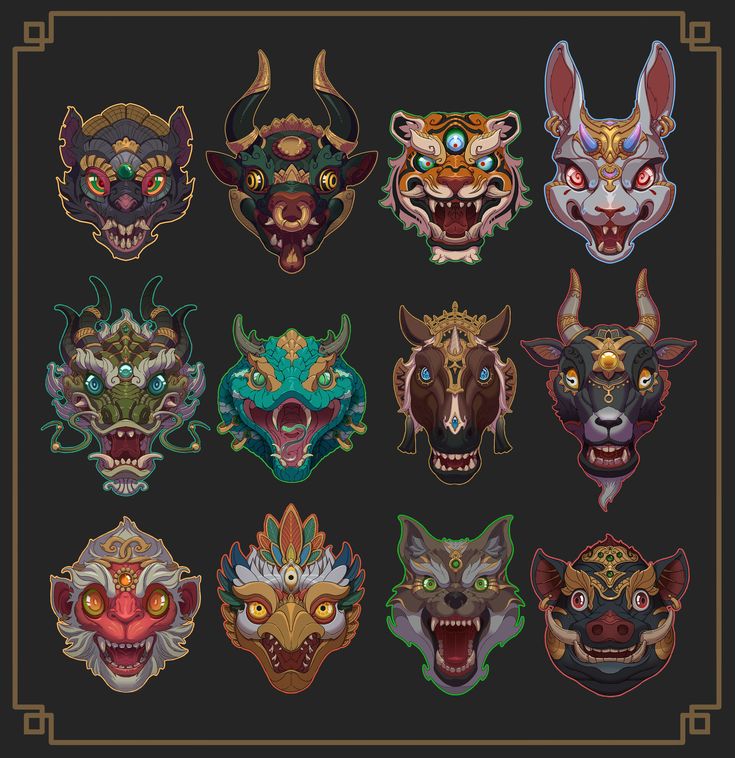 the masks are all different colors and sizes