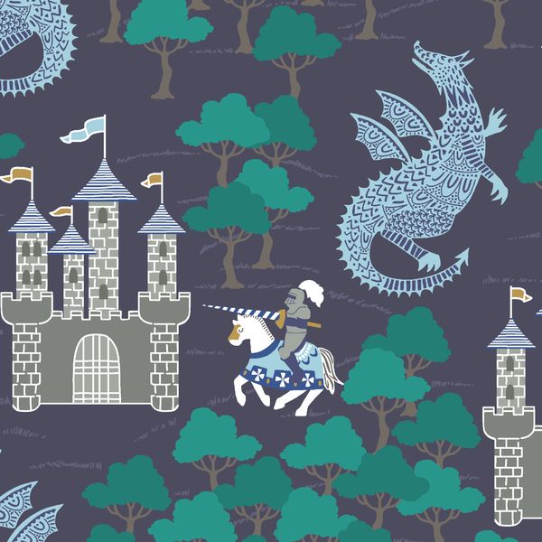 an image of a dragon and castle pattern