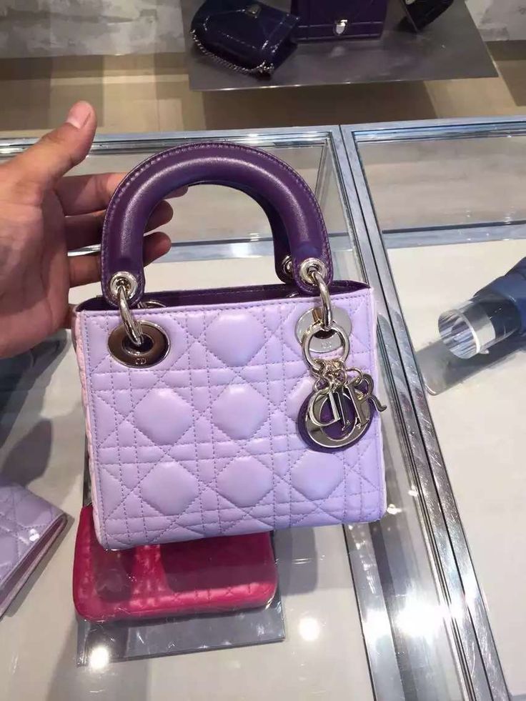 Authentic Lady Dior Mini Small Handle Bag 2 Purple Purple Lady Dior Bag, Dior Purple Bag, Purple Luxury Bag, Lady Dior Mini, Purple Bag, Cute Handbags, Luxury Purses, Art Bag, Dior Handbags