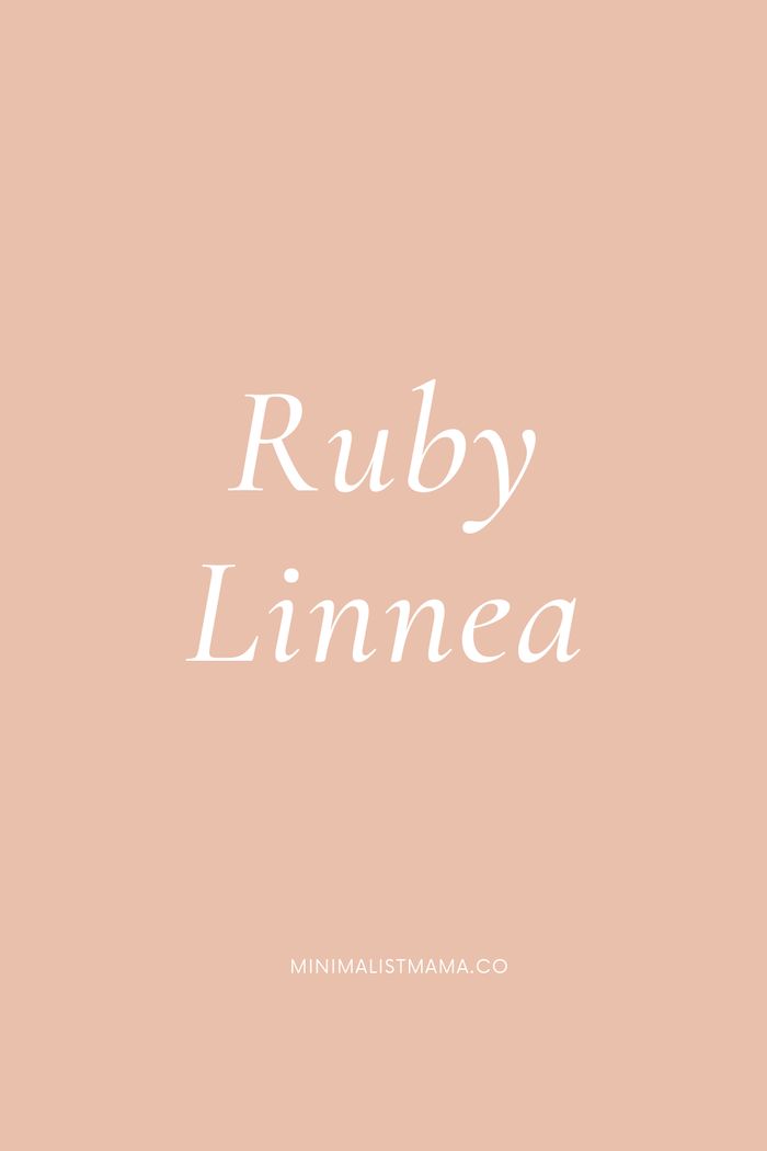 a pink background with the words ruby linnea in white on top of it