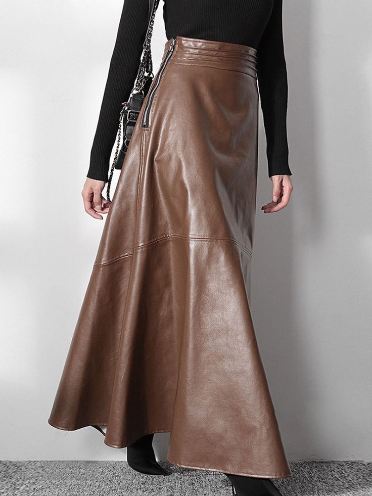 Pia Maxi Skirt - Glory Connection Womens Leather Skirt, Skirts Korean, Clothes Korean Style, Maxi Rok, Leather Decor, Skirt Women, Faux Leather Skirt, Maxi Skirts, Solid Dress