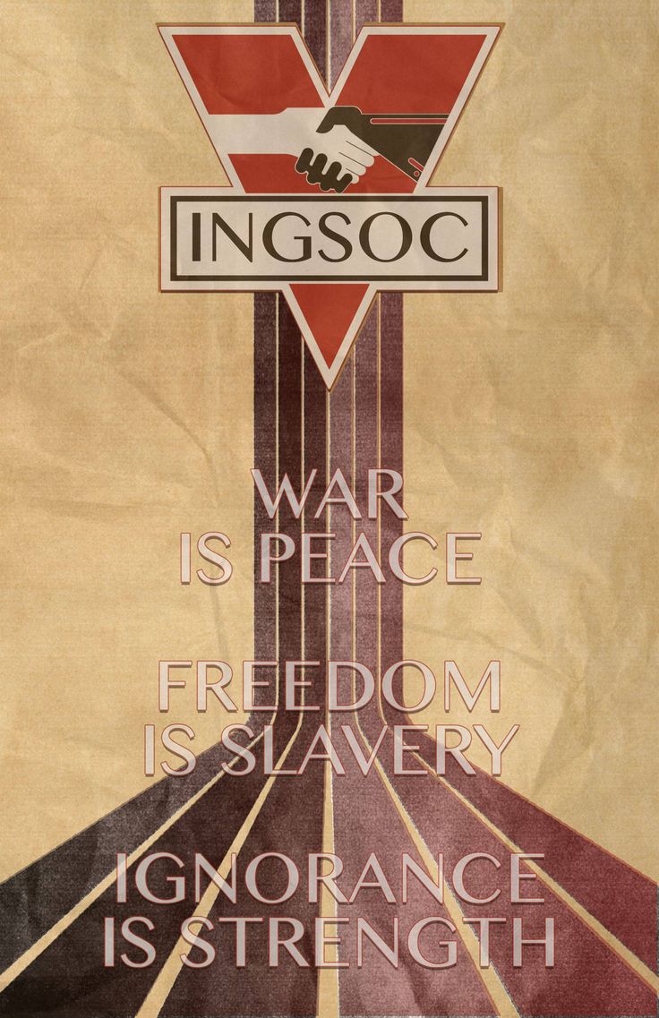 a poster with an image of a cross and the words ingsoc on it