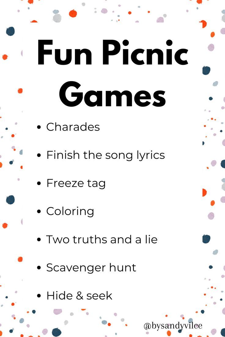 Fun Picnic Games infographic. Games include chrades, finish the song lyrics, freeze tag, coloring, two thruths and a lie, scavenger hunt, and hide and seek Picnic Game Ideas For Friends, Games For Picnic, Picnic Birthday Party Games, Picknick Games, Ideas For Picnic, Games For Picnic Ideas, Games To Play At A Picnic With Friends, Games To Play At A Picnic, Picnic Ideas For Friends Games