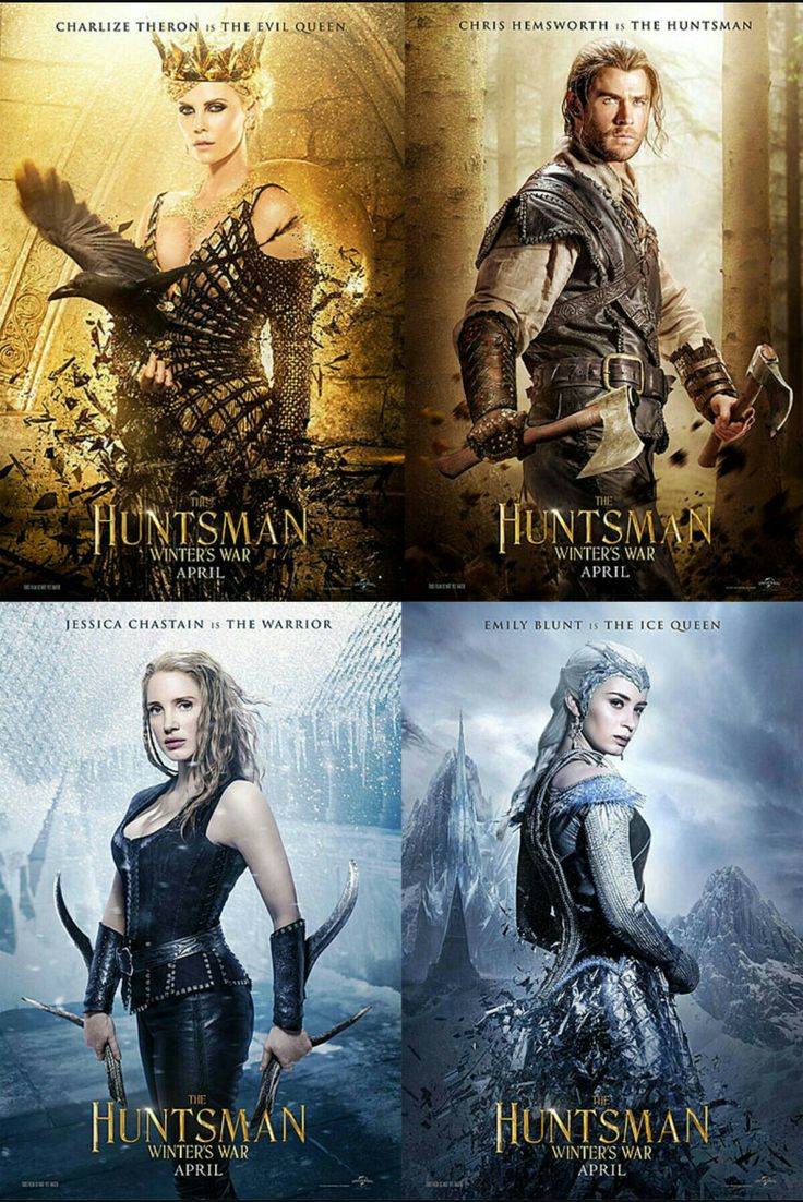 the huntsman, huntsman and huntsman movies are shown in four different frames