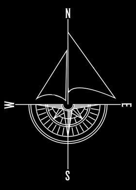 a black and white drawing of a compass