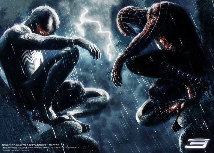 two spider - man in the rain, one with his hands on his face and another holding