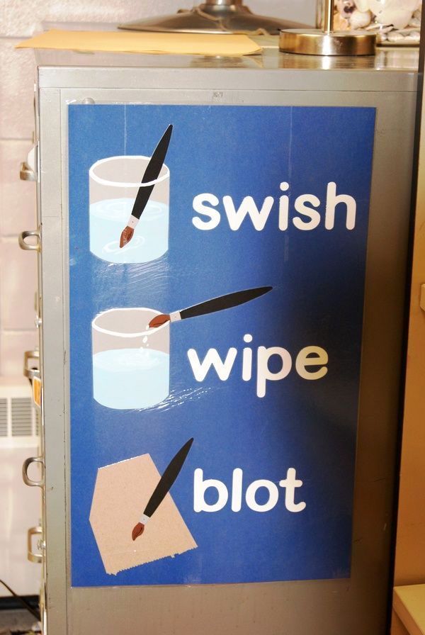 a sign that says swish wipe blot on the side of a refrigerator door