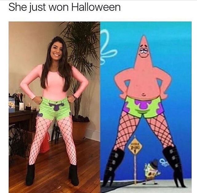 a woman in fishnet stockings and boots next to an image of a cartoon character